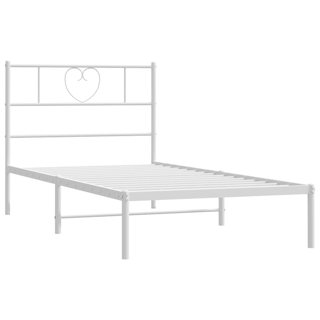 Sengeramme i metall med hodegavl hvit 90x190 cm