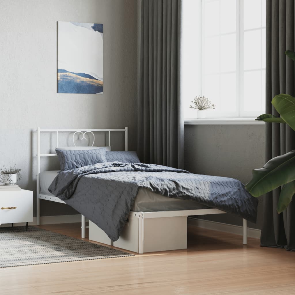 Sengeramme i metall med hodegavl hvit 90x190 cm