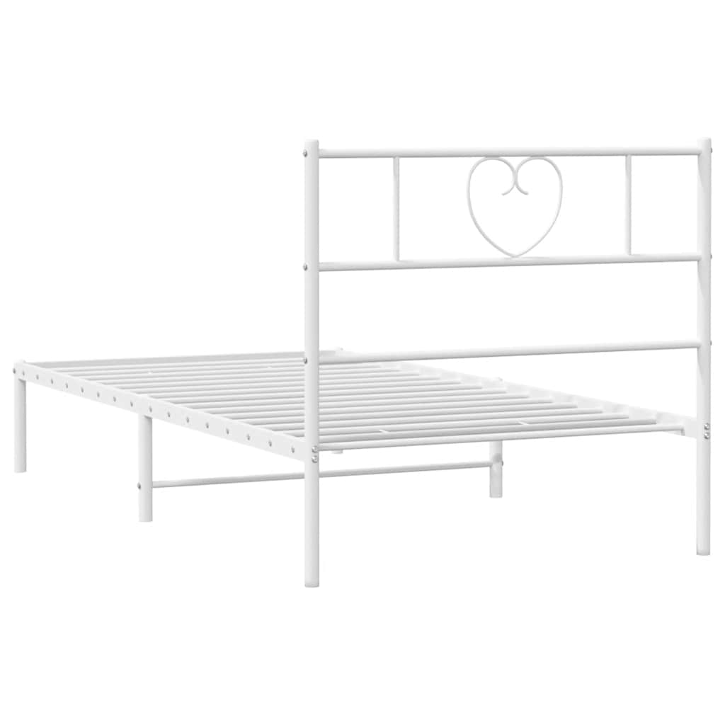 Sengeramme i metall med hodegavl hvit 100x190 cm