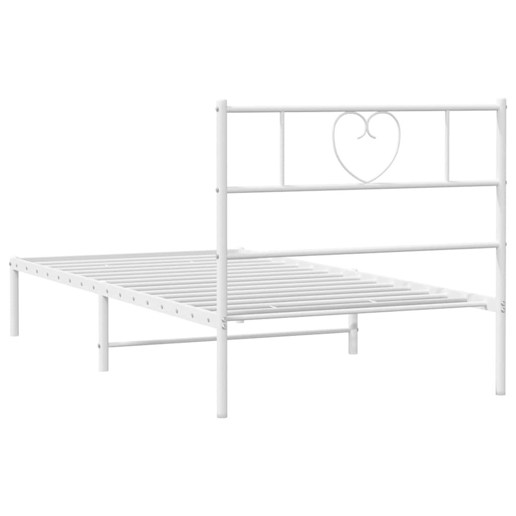 Sengeramme i metall med hodegavl hvit 100x200 cm