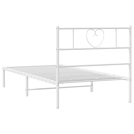 Sengeramme i metall med hodegavl hvit 100x200 cm