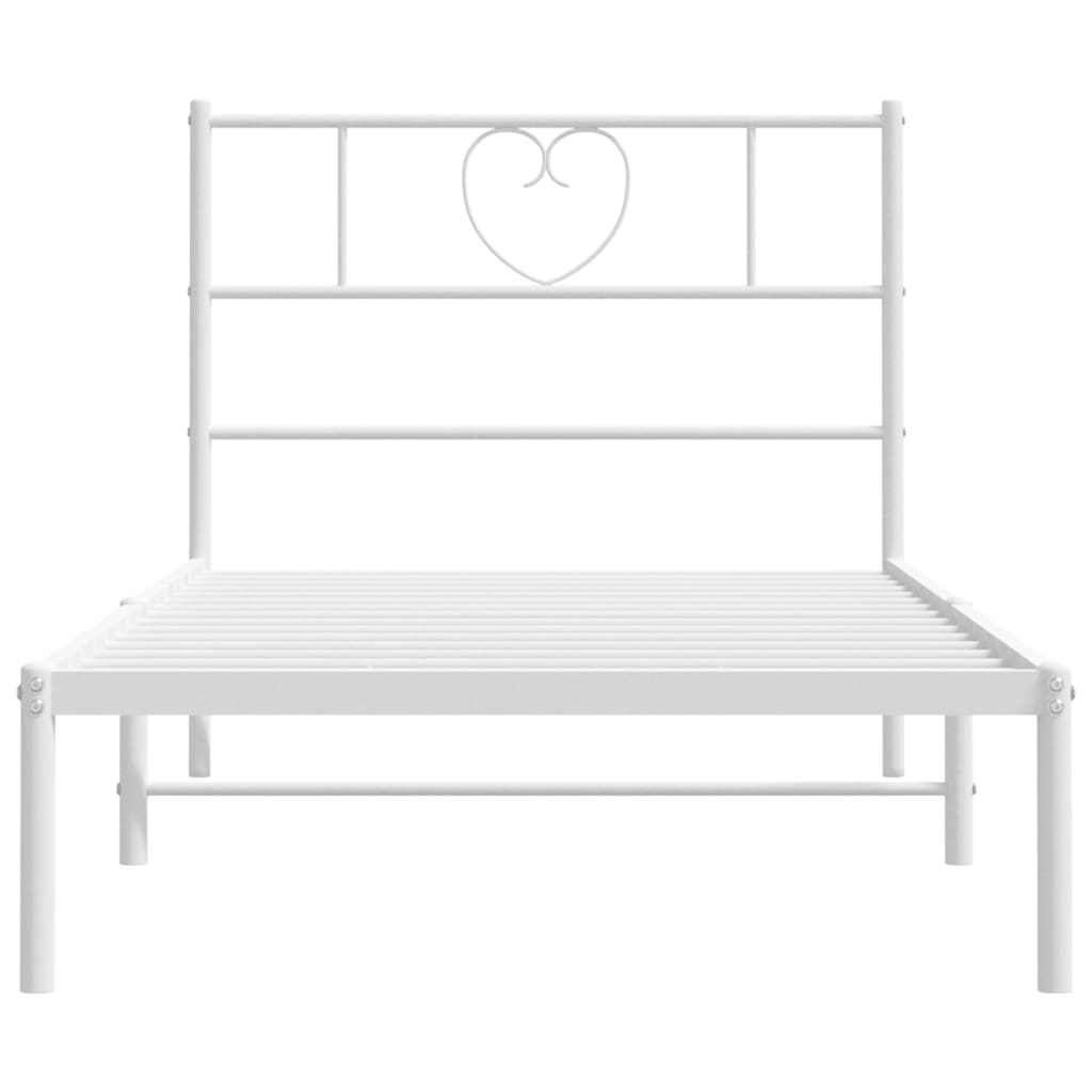 Sengeramme i metall med hodegavl hvit 107x203 cm