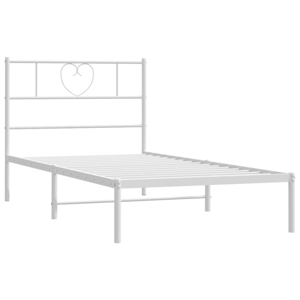 Sengeramme i metall med hodegavl hvit 107x203 cm