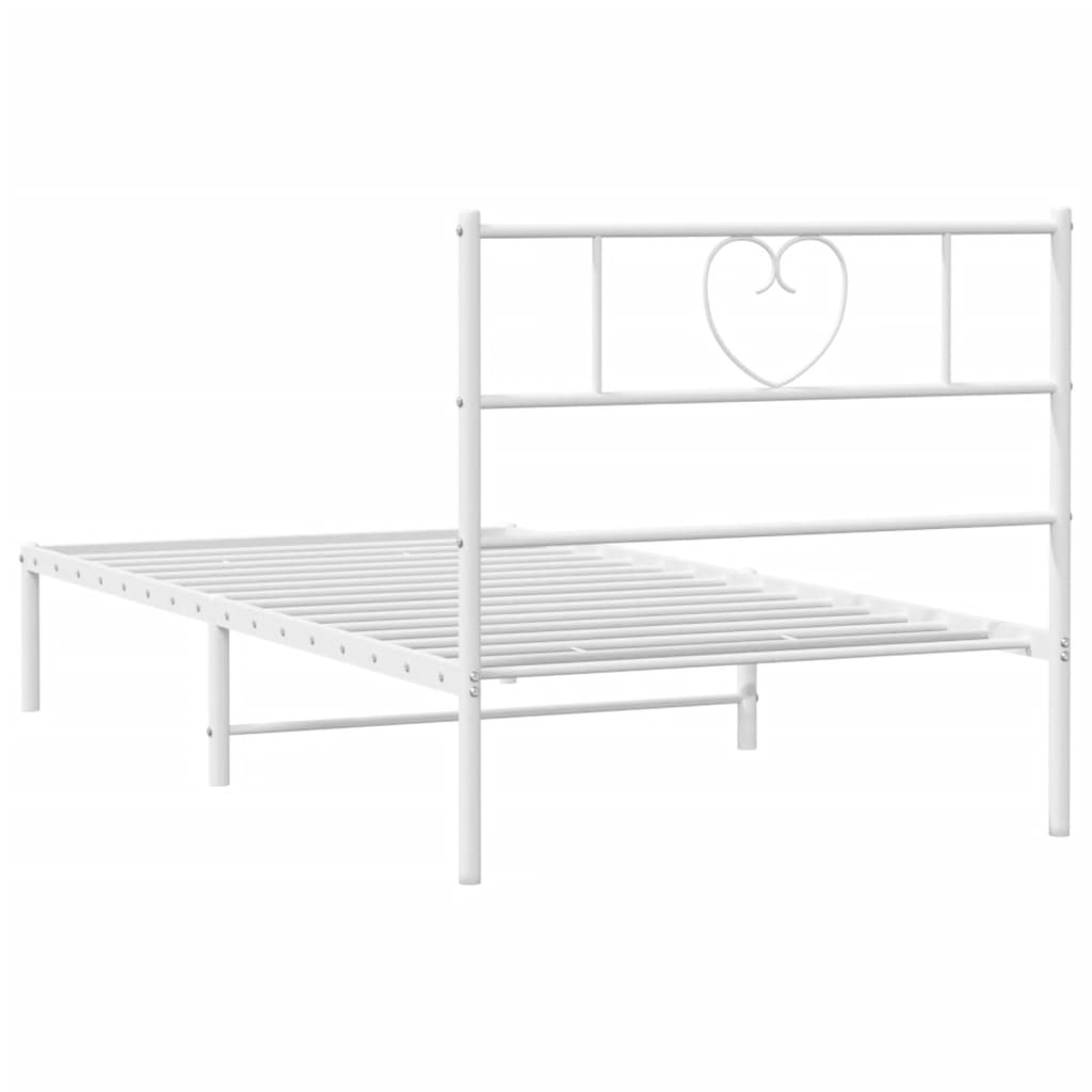 Sengeramme i metall med hodegavl hvit 107x203 cm