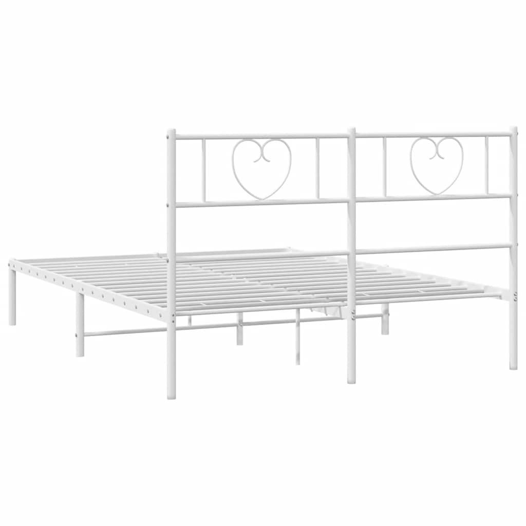 Sengeramme i metall med hodegavl hvit 135x190 cm vidaXL