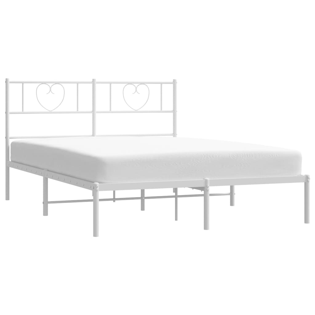 Sengeramme i metall med hodegavl hvit 140x190 cm vidaXL