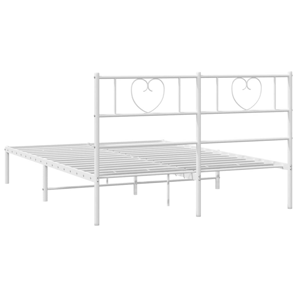 Sengeramme i metall med sengegavl hvit 150x200 cm vidaXL