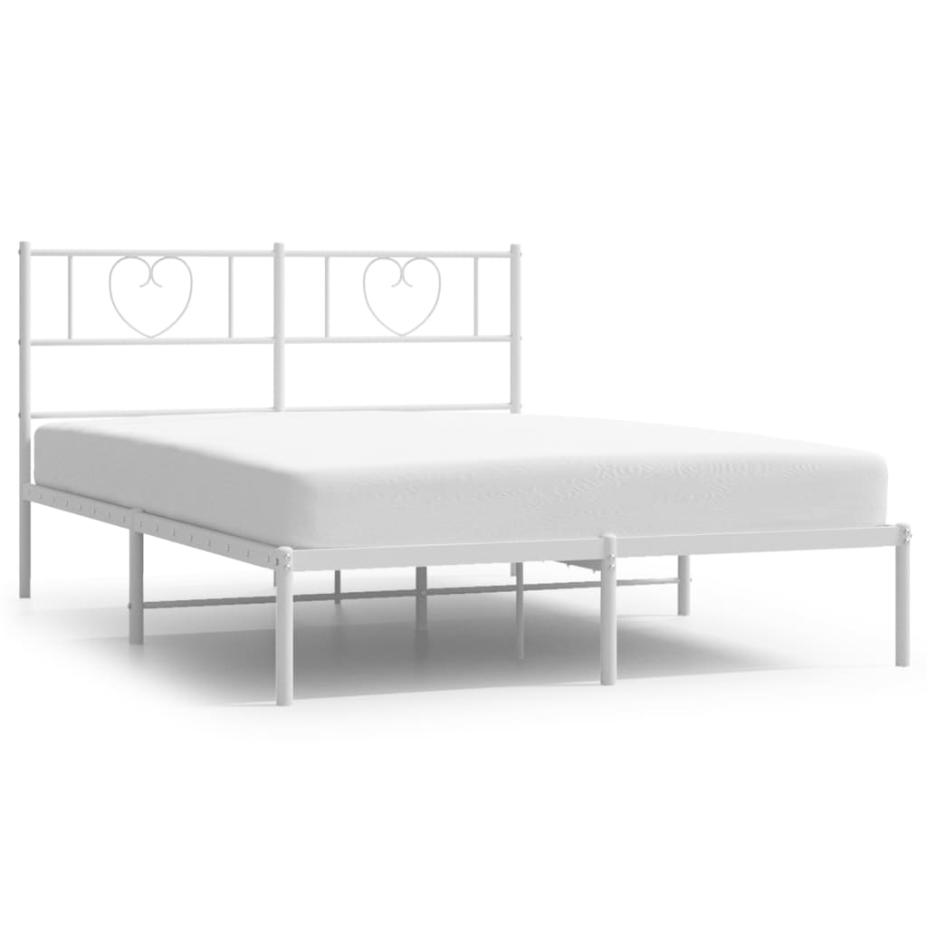 Sengeramme i metall med sengegavl hvit 160x200 cm vidaXL