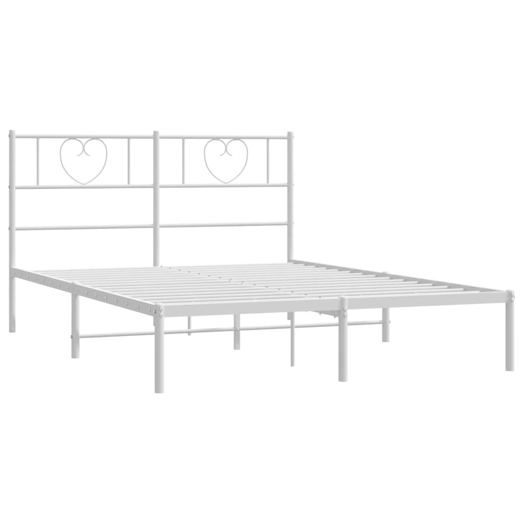 Sengeramme i metall med sengegavl hvit 160x200 cm vidaXL