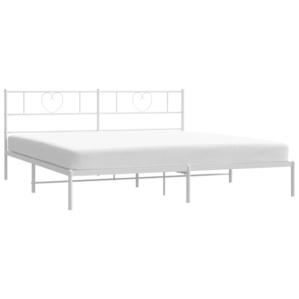 Sengeramme i metall med sengegavl hvit 180x200 cm vidaXL