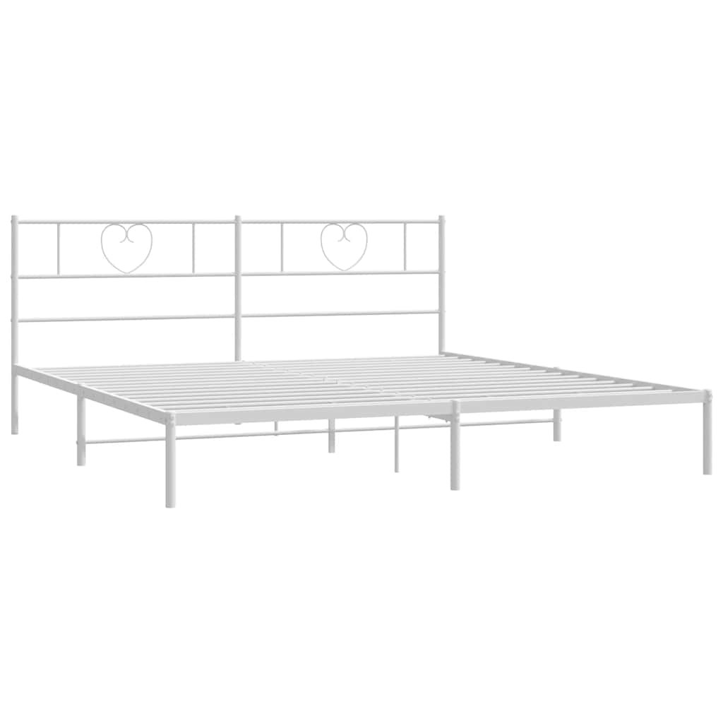 Sengeramme i metall med sengegavl hvit 180x200 cm vidaXL
