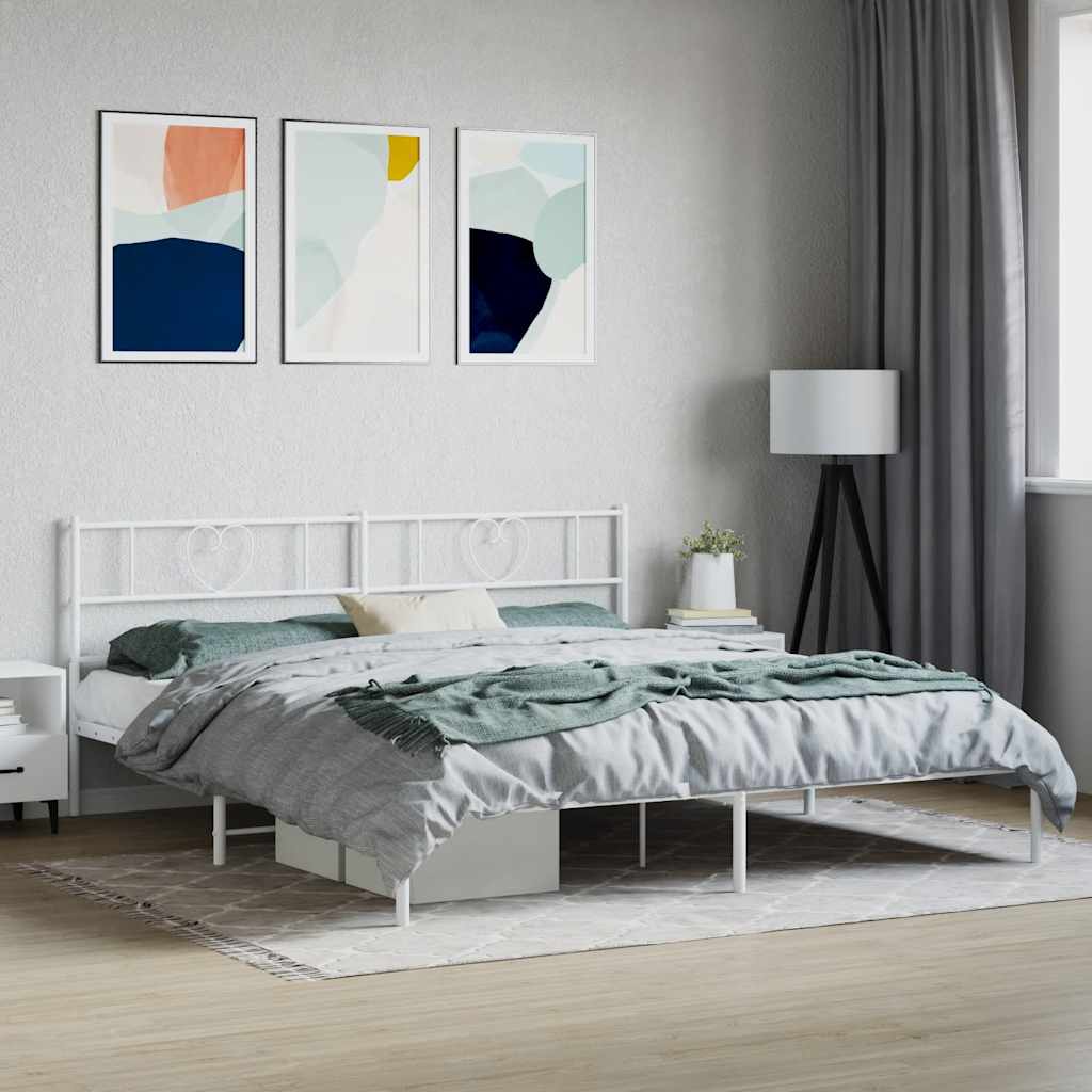Sengeramme i metall med sengegavl hvit 180x200 cm vidaXL