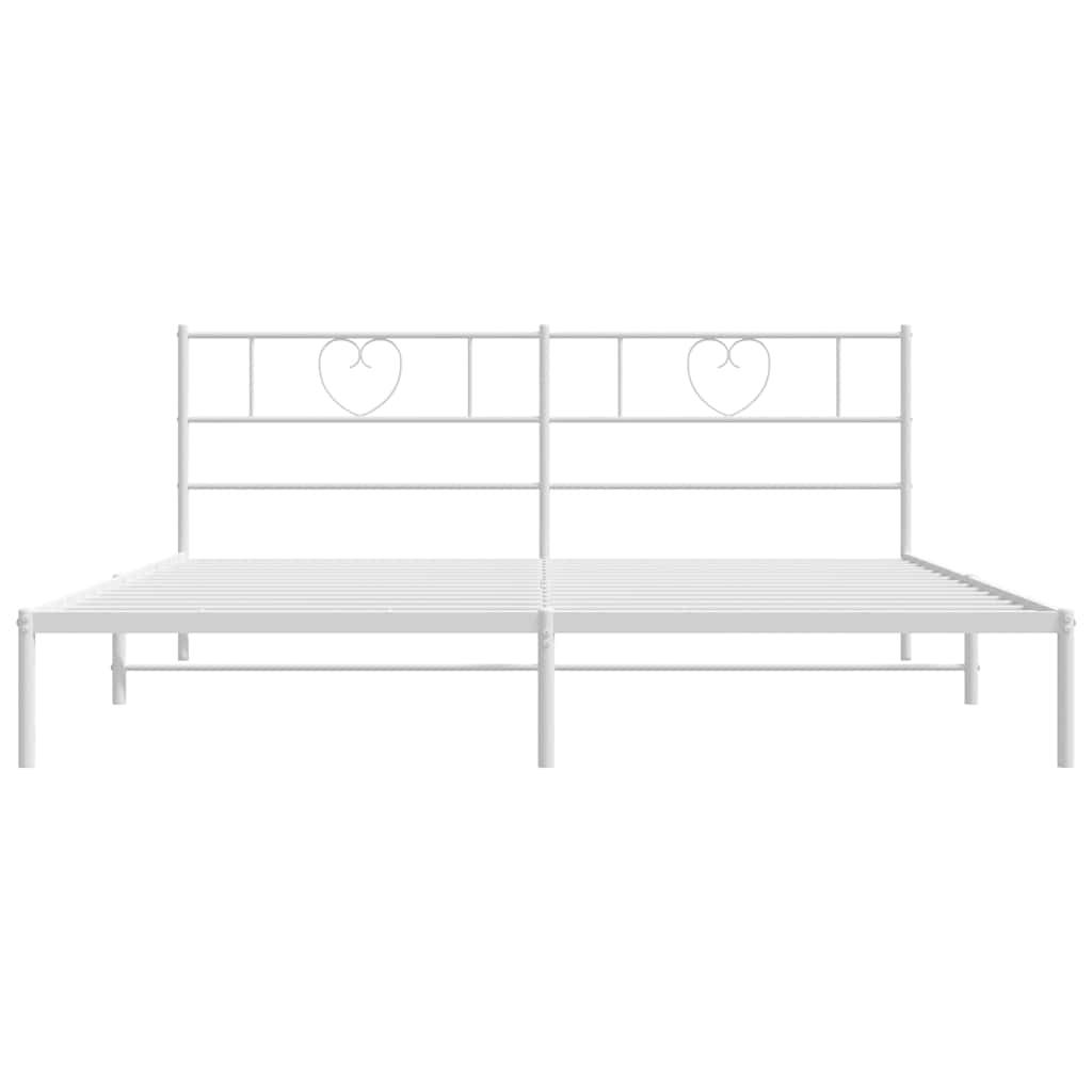 Sengeramme i metall med hodegavl hvit 183x213 cm
