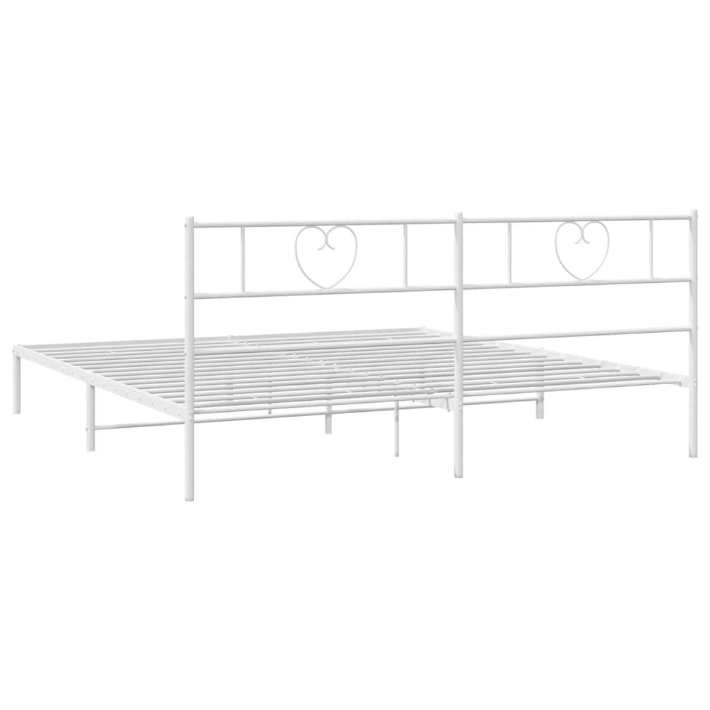 Sengeramme i metall med hodegavl hvit 183x213 cm