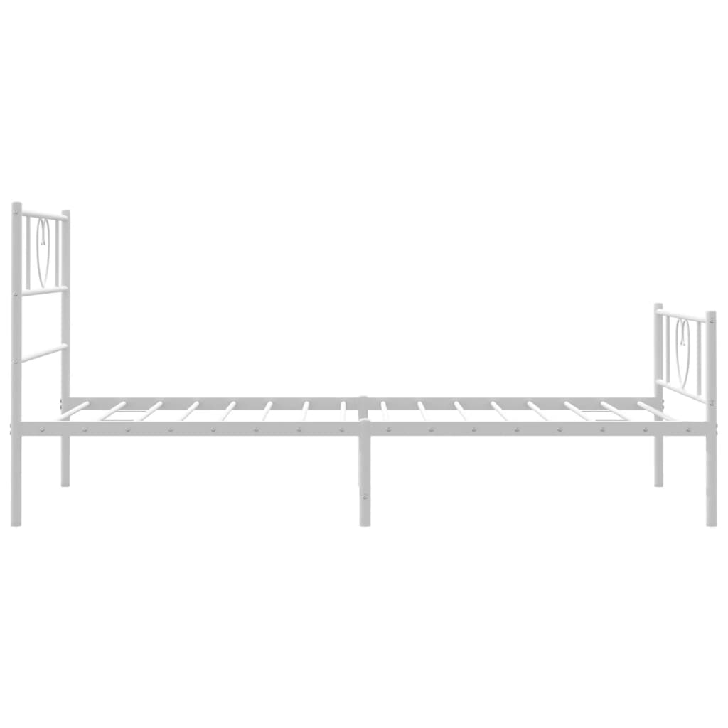 Sengeramme i metall med hode- og fotgavl hvit 90x190 cm