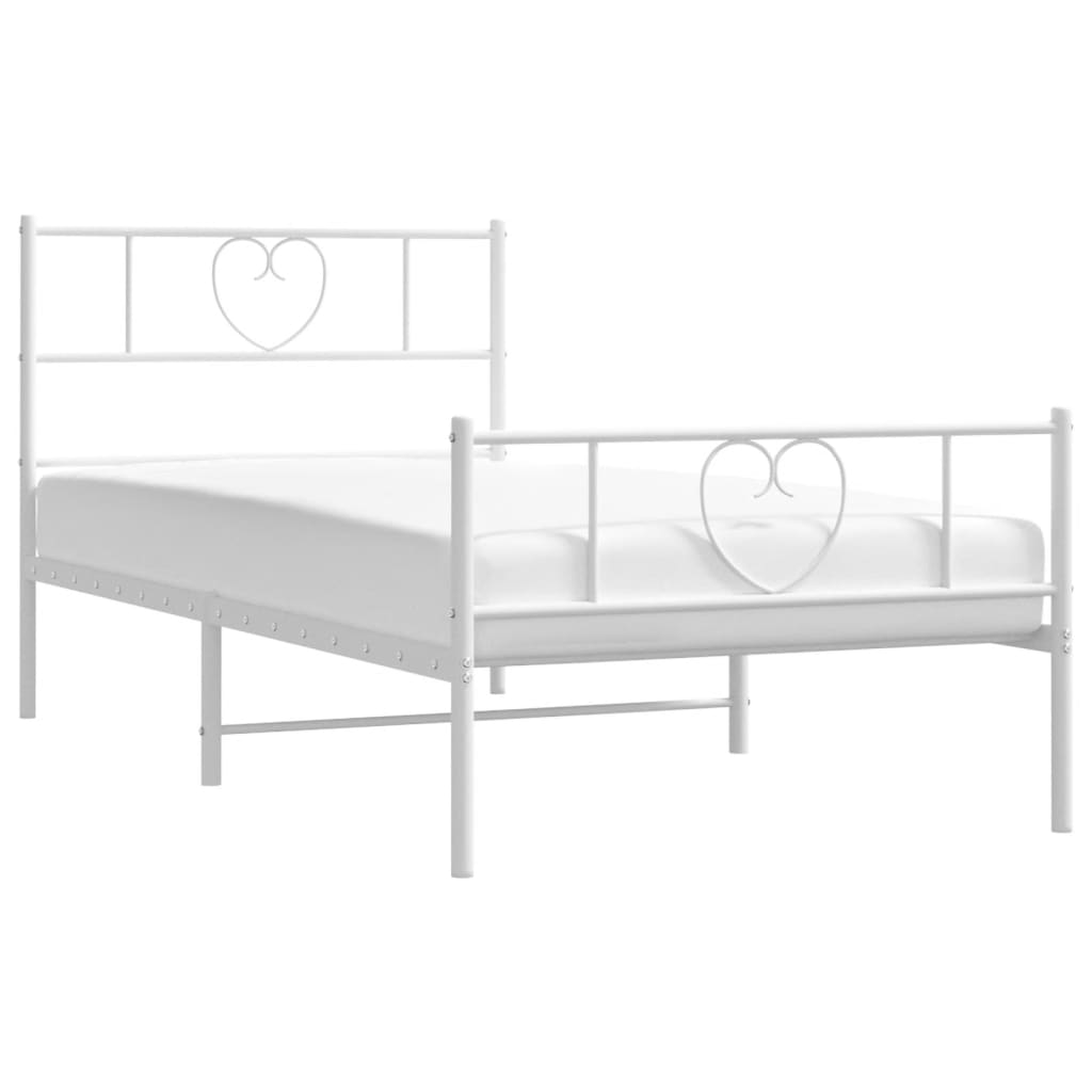 Sengeramme i metall med hode- og fotgavl hvit 90x200 cm