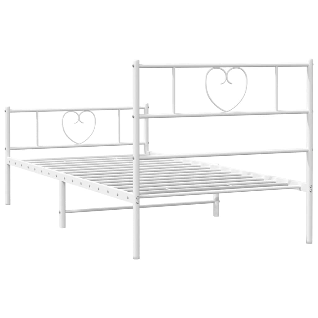 Sengeramme i metall med hode- og fotgavl hvit 100x190 cm vidaXL