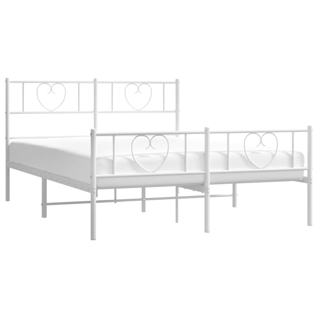 Sengeramme i metall med hode- og fotgavl hvit 120x200 cm vidaXL
