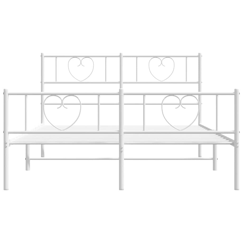 Sengeramme i metall med hode- og fotgavl hvit 135x190 cm vidaXL