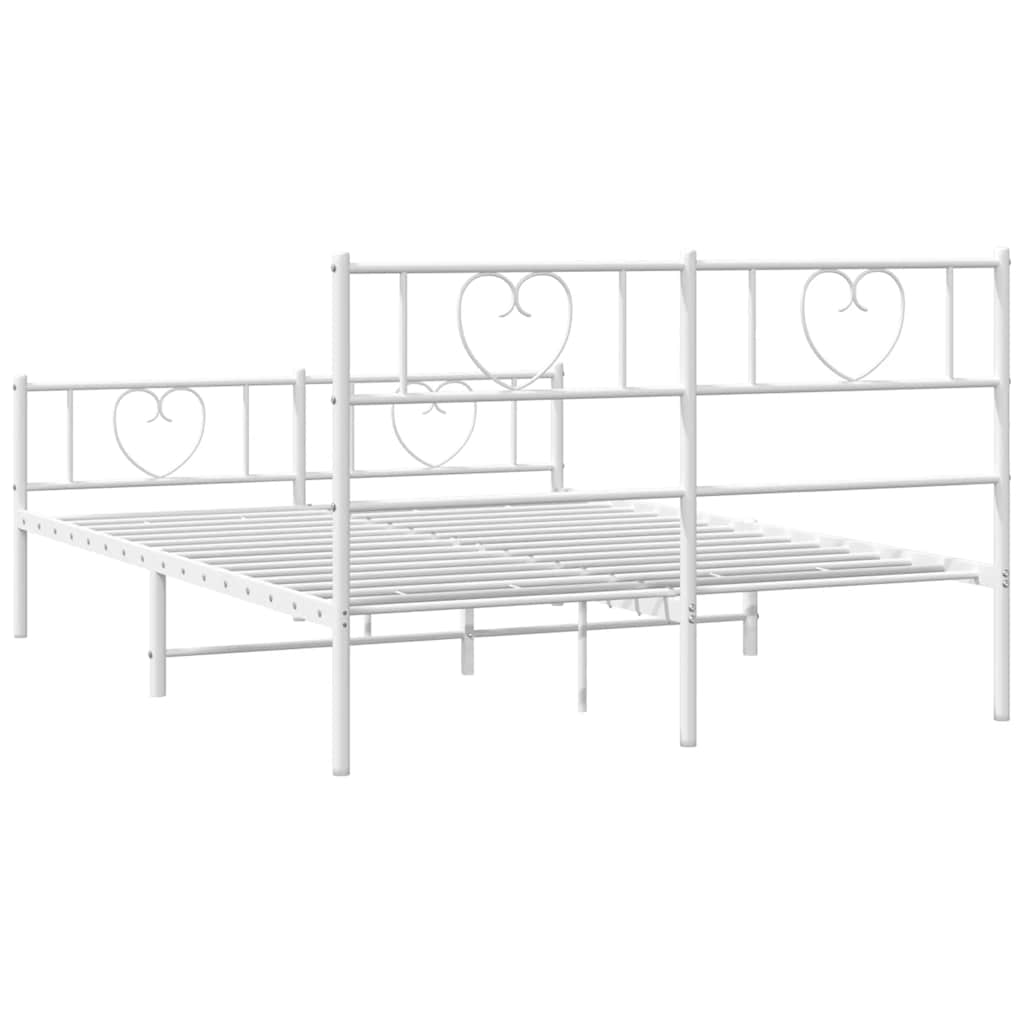 Sengeramme i metall med hode- og fotgavl hvit 135x190 cm vidaXL