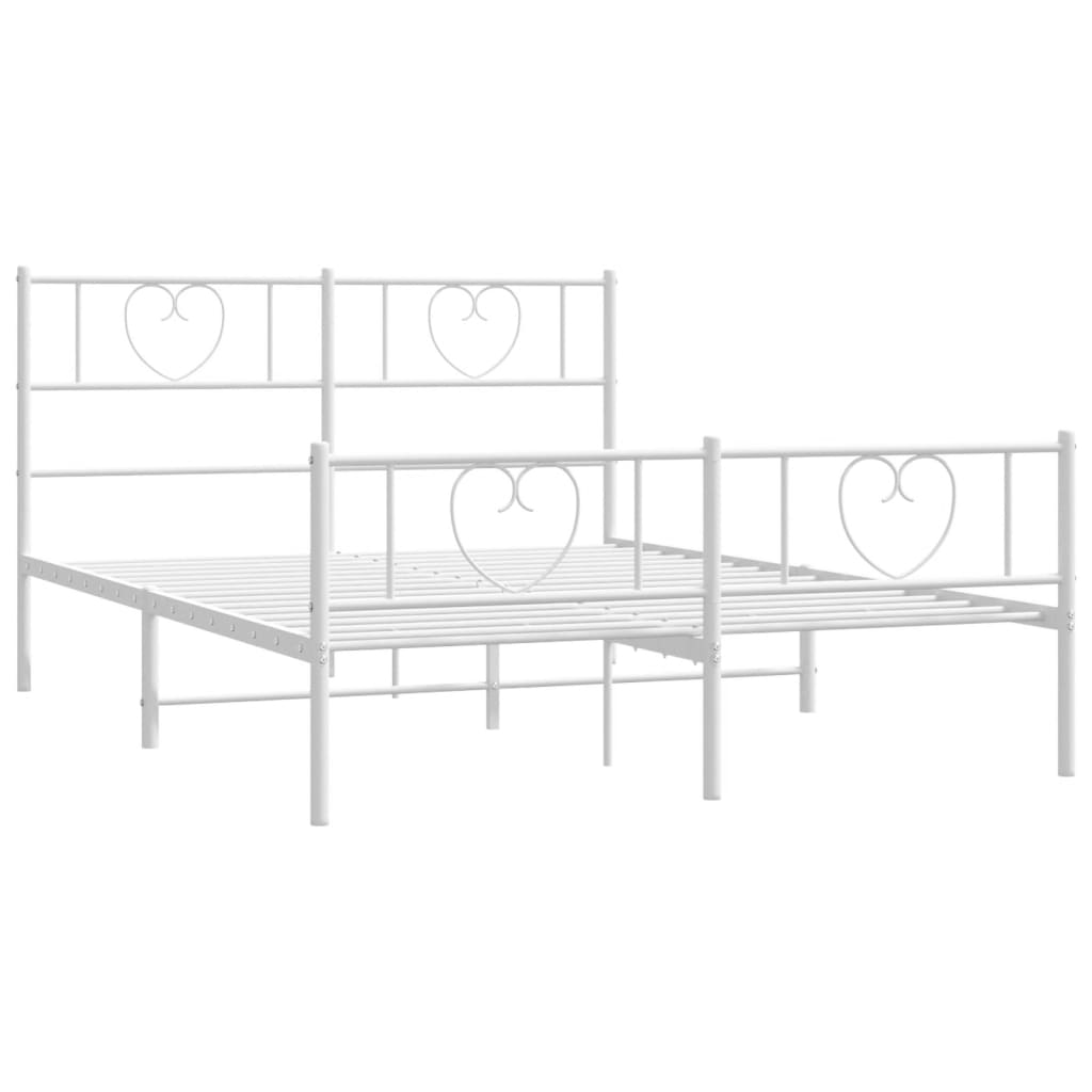 Sengeramme i metall med hode- og fotgavl hvit 140x190 cm vidaXL