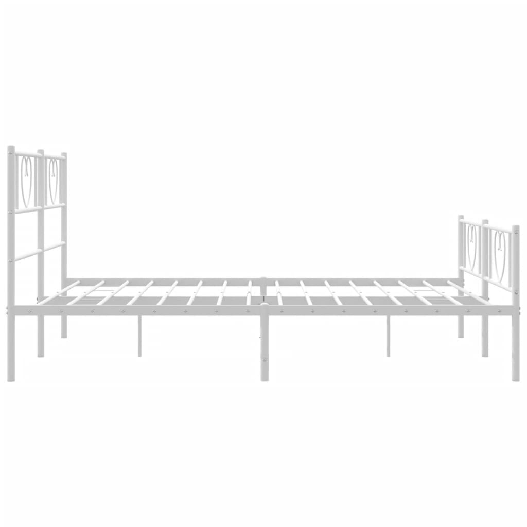Sengeramme i metall med hode- og fotgavl hvit 160x200 cm vidaXL