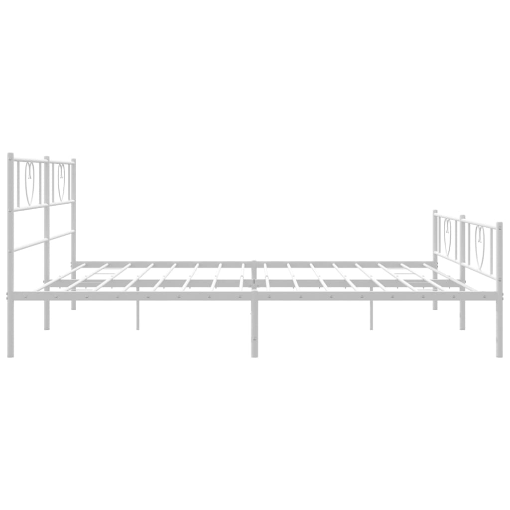 Sengeramme i metall med hode- og fotgavl hvit 180x200 cm vidaXL