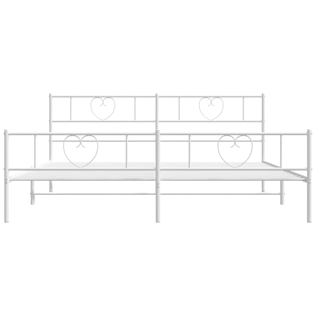 Sengeramme i metall med hode- og fotgavl hvit 193x203 cm
