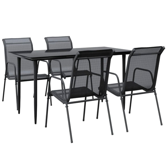Hagespisegruppe 5 deler svart stål og textilene