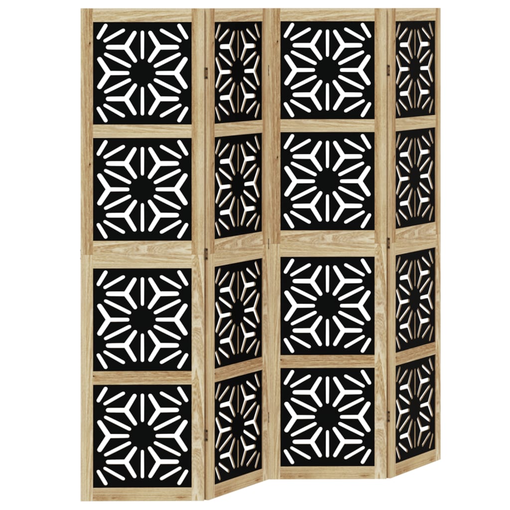 Romdeler 4 paneler brun og svart heltre keisertre vidaXL