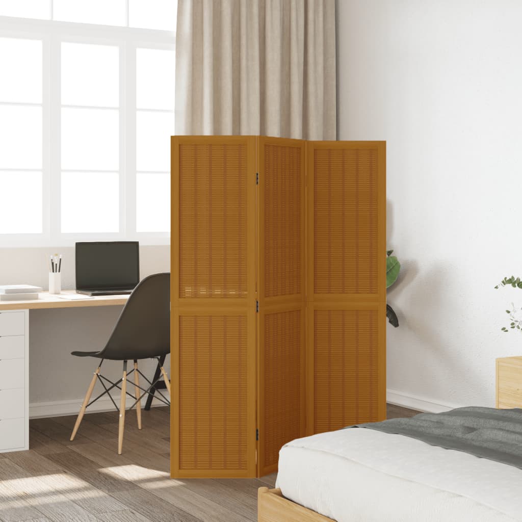 Romdeler 3 paneler brun heltre keisertre