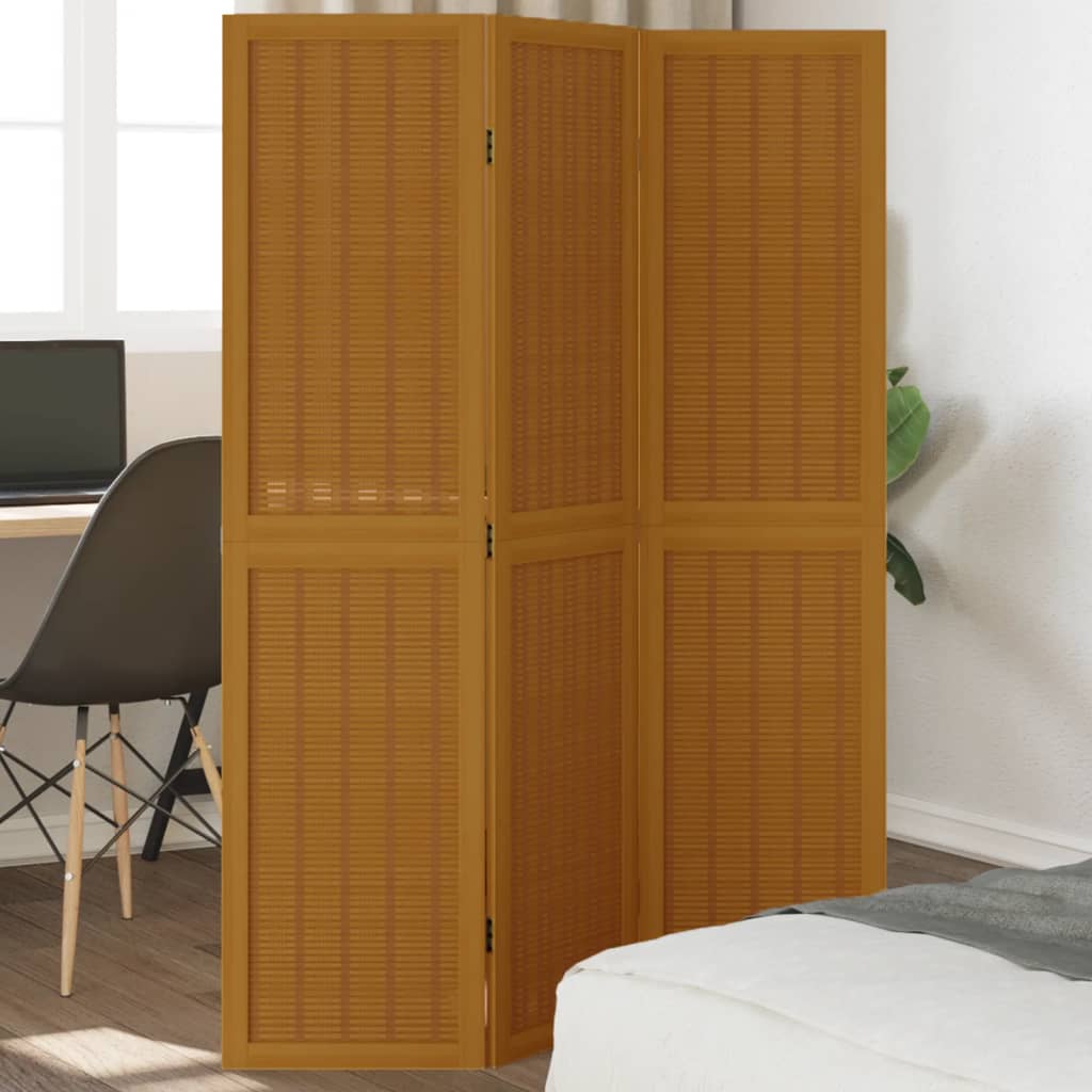 Romdeler 3 paneler brun heltre keisertre