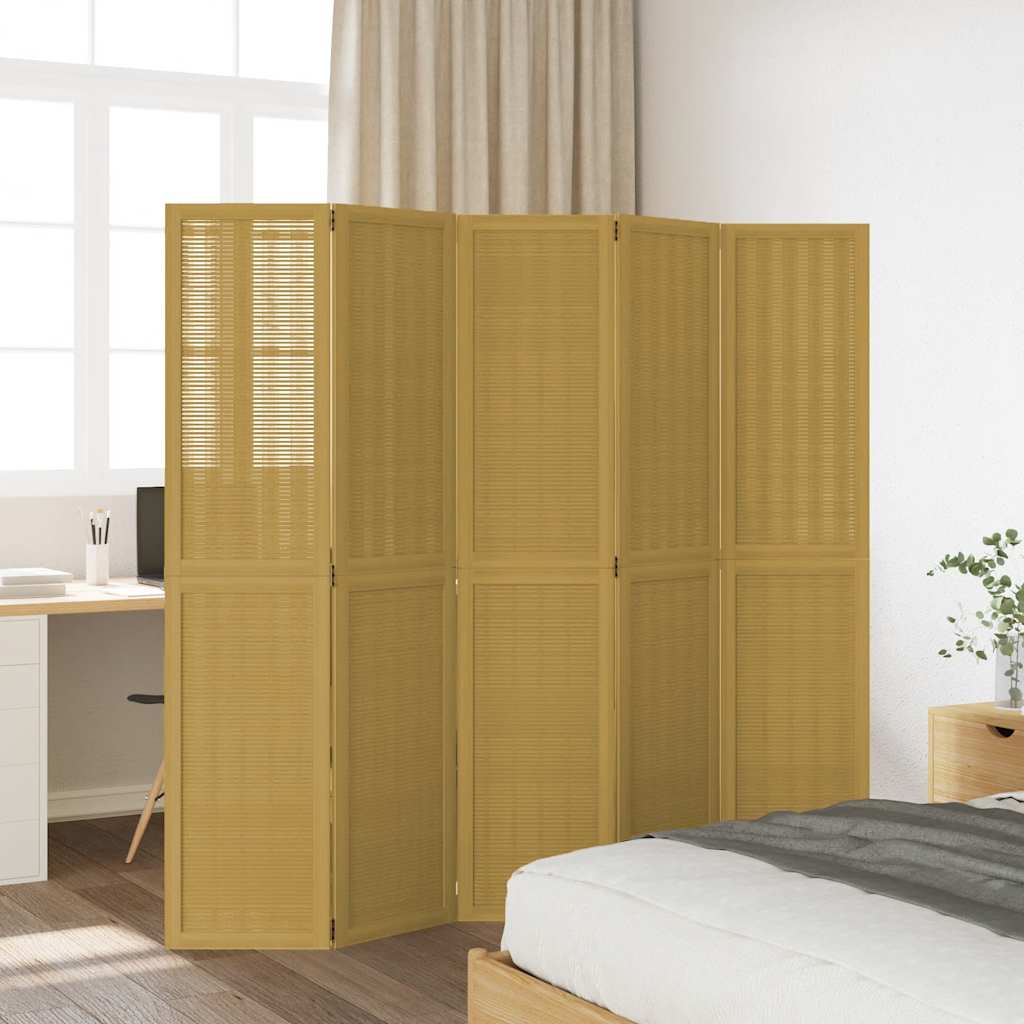 Romdeler 5 paneler brun heltre keisertre vidaXL