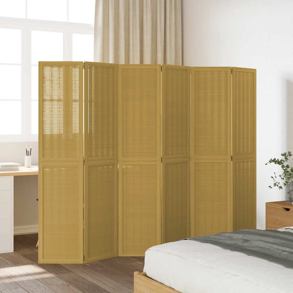 Romdeler 6 paneler brun heltre keisertre vidaXL