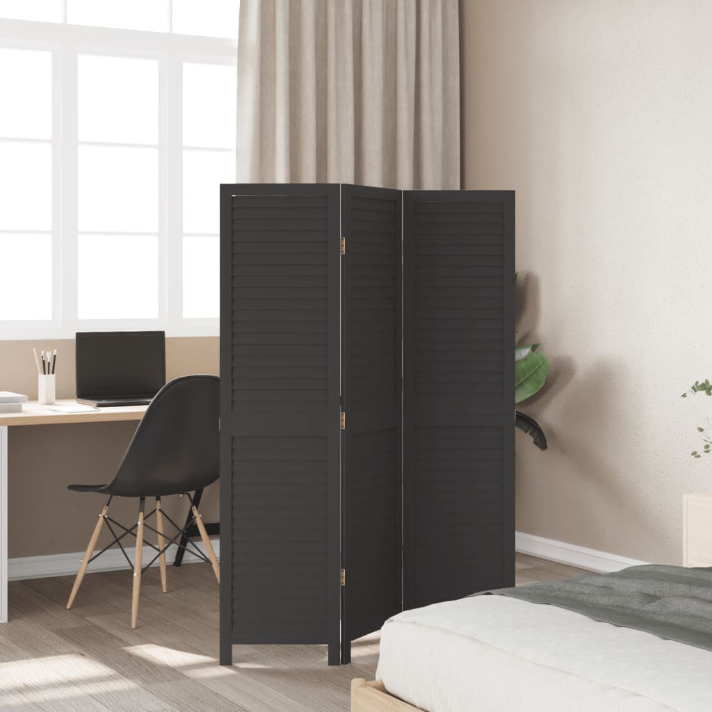 Romdeler 3 paneler svart heltre keisertre