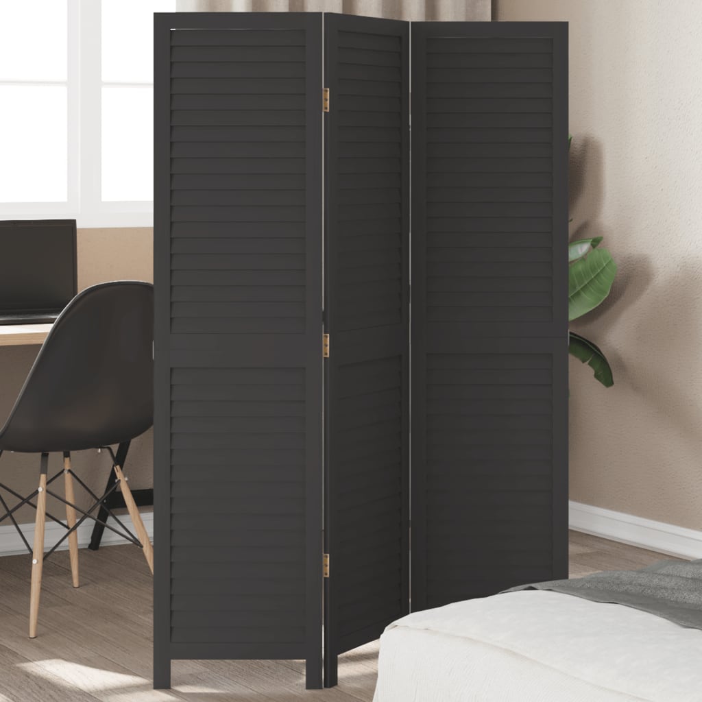 Romdeler 3 paneler svart heltre keisertre