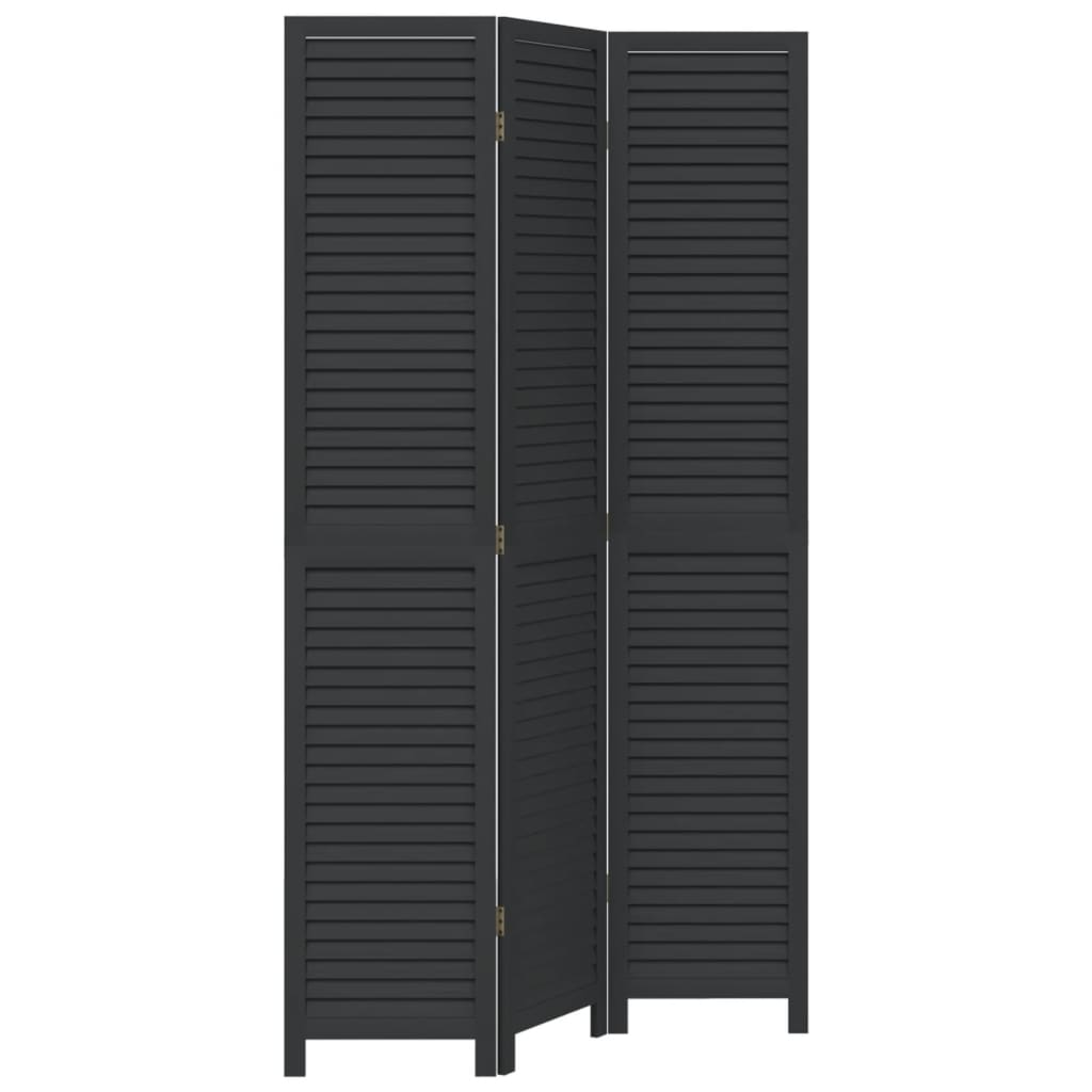 Romdeler 3 paneler svart heltre keisertre