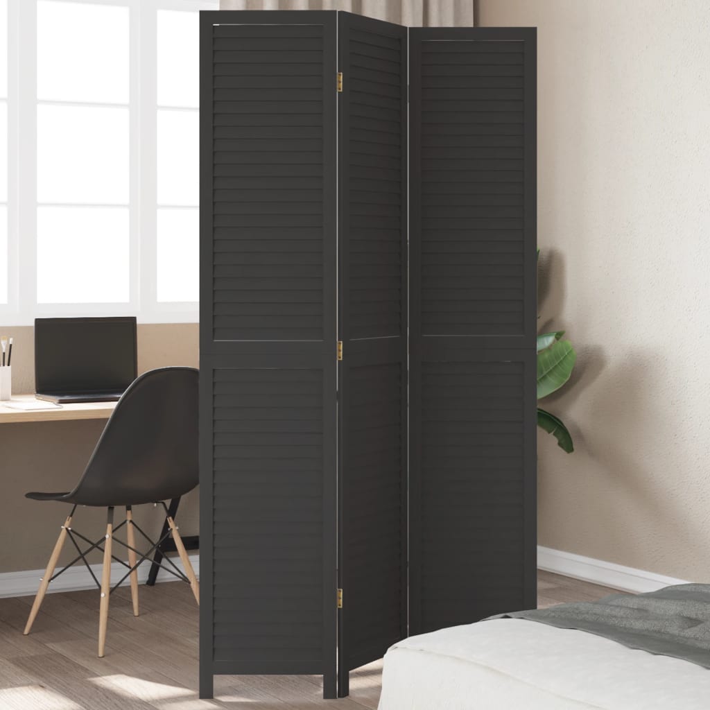 Romdeler 3 paneler svart heltre keisertre