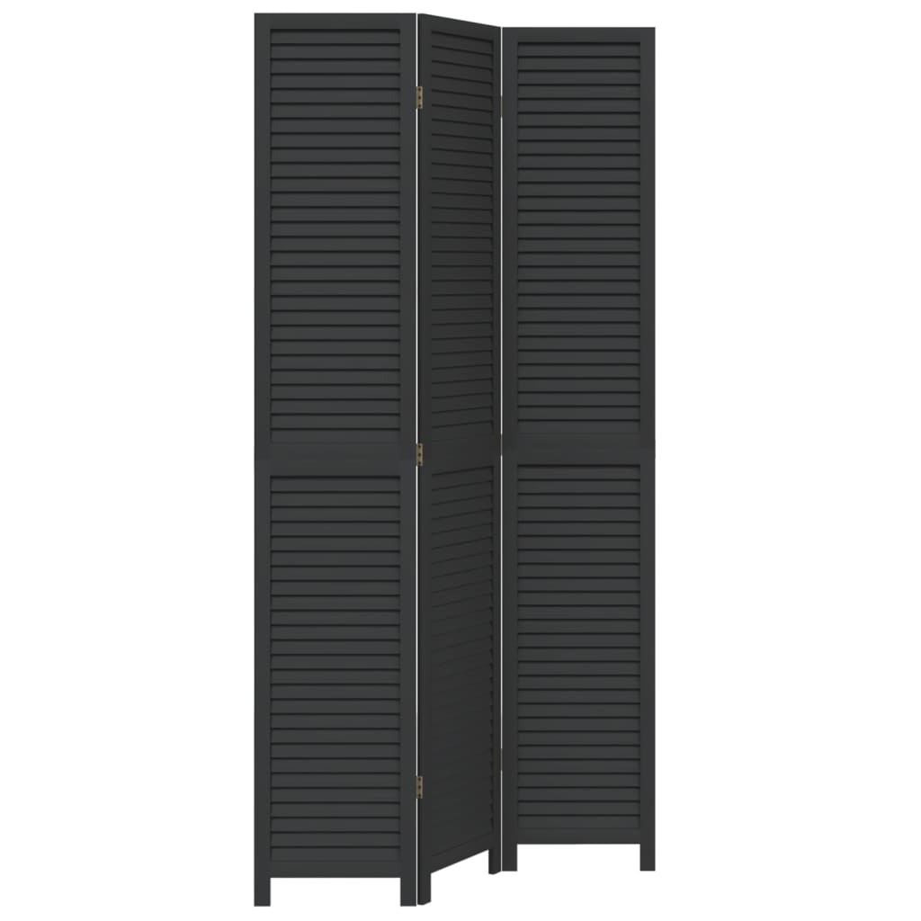 Romdeler 3 paneler svart heltre keisertre