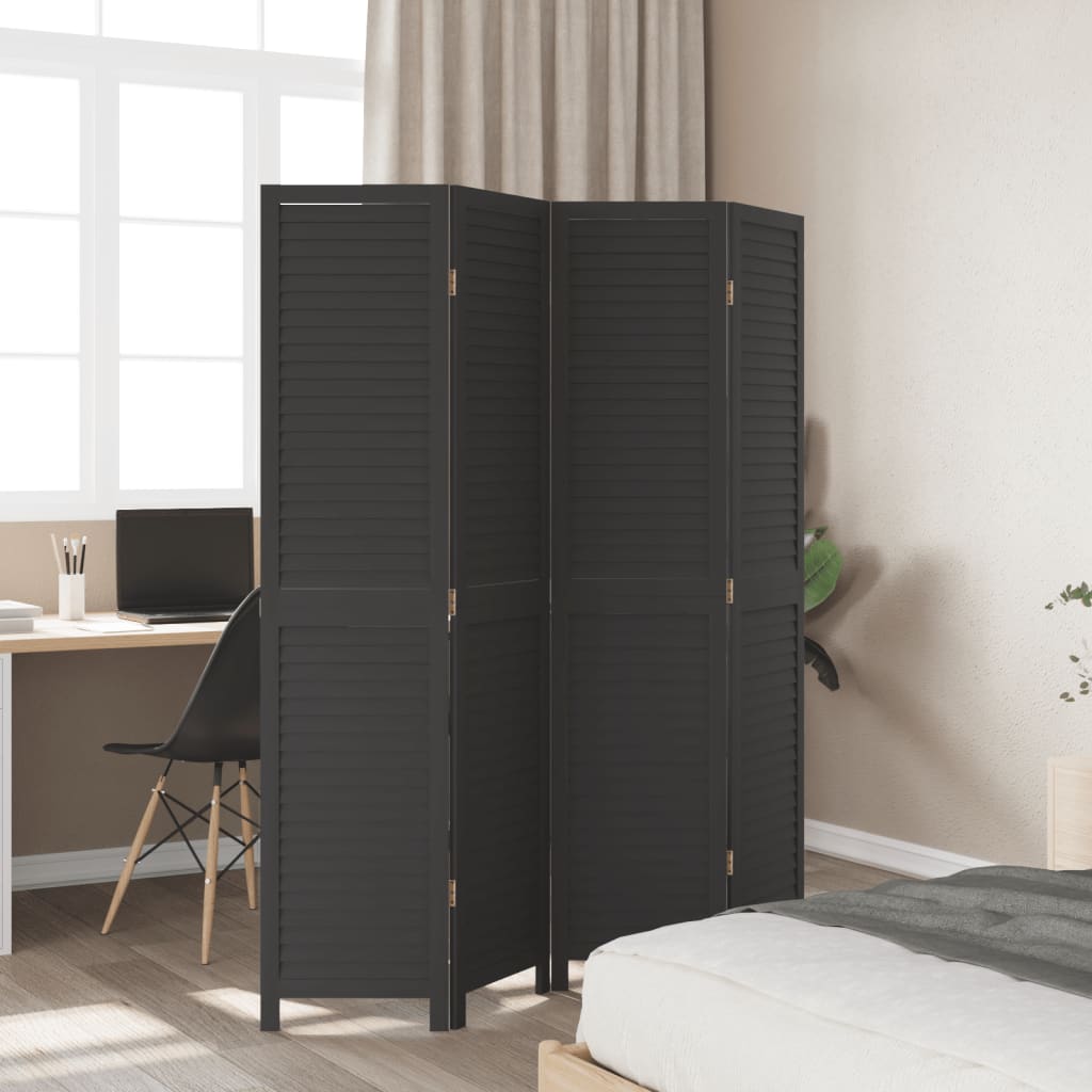 Romdeler 4 paneler svart heltre keisertre