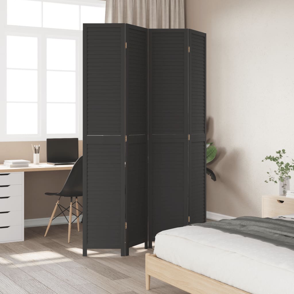 Romdeler 4 paneler svart heltre keisertre
