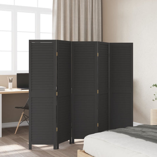 Romdeler 5 paneler svart heltre keisertre