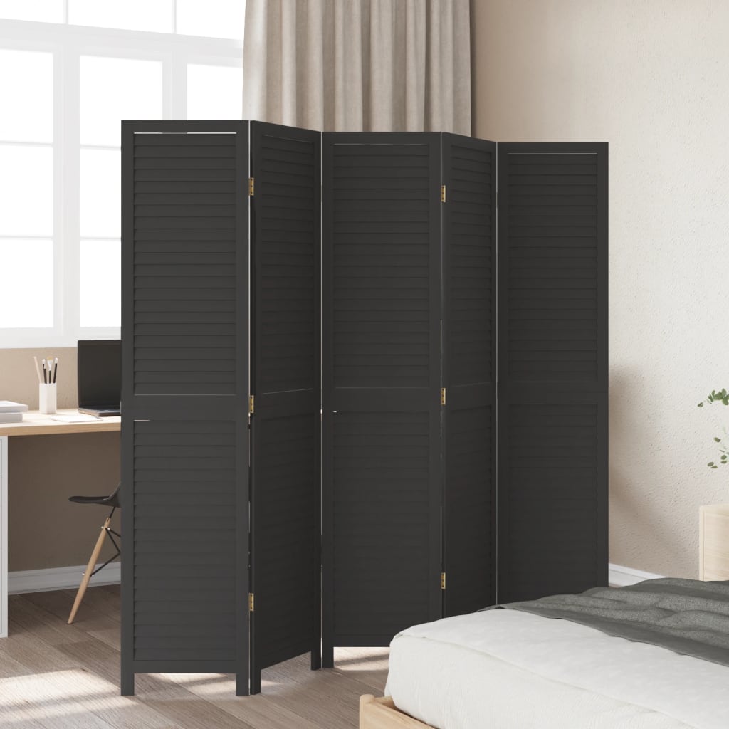 Romdeler 5 paneler svart heltre keisertre