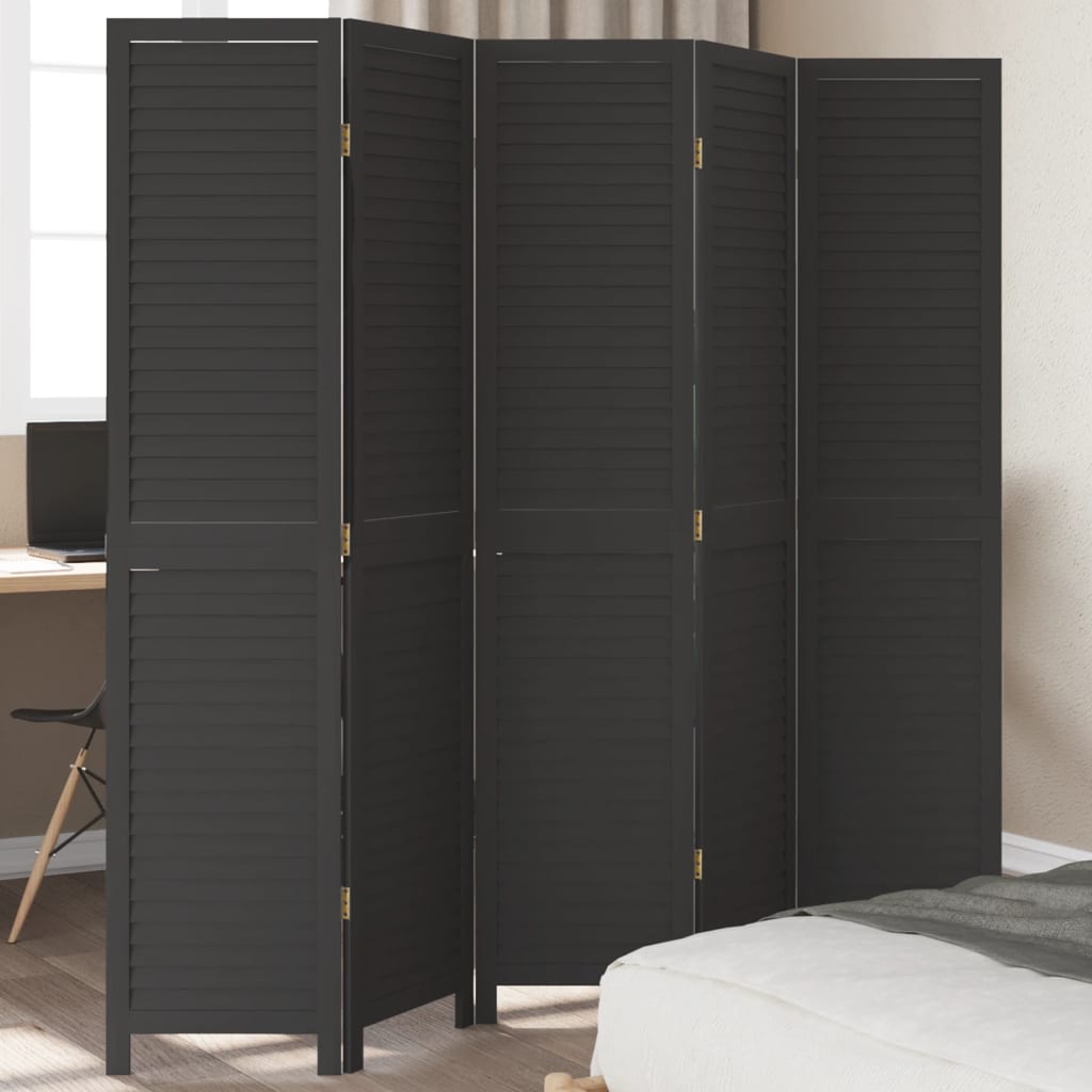 Romdeler 5 paneler svart heltre keisertre