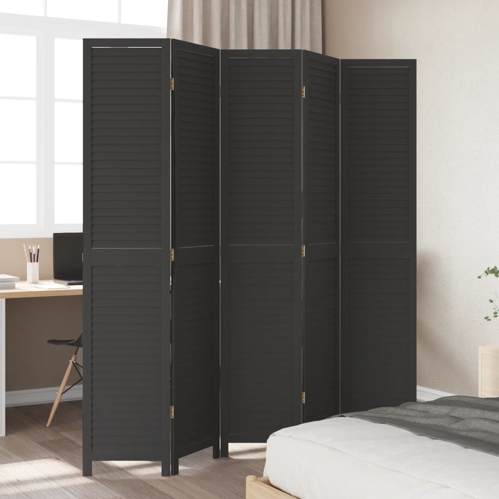 Romdeler 5 paneler svart heltre keisertre