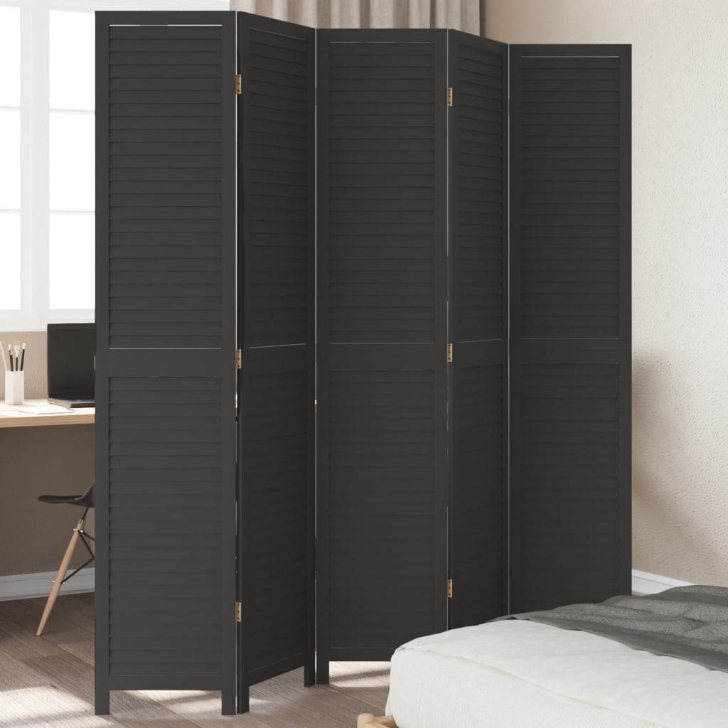 Romdeler 5 paneler svart heltre keisertre