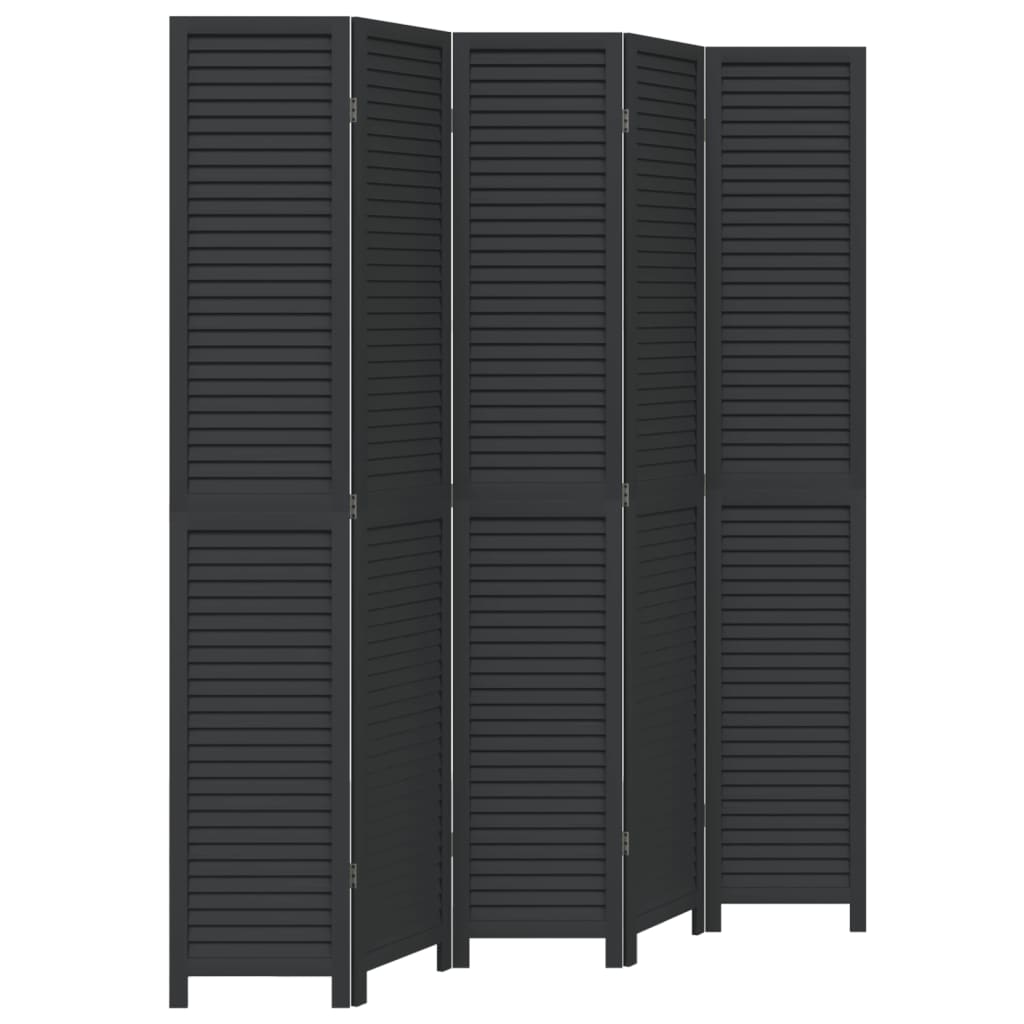 Romdeler 5 paneler svart heltre keisertre