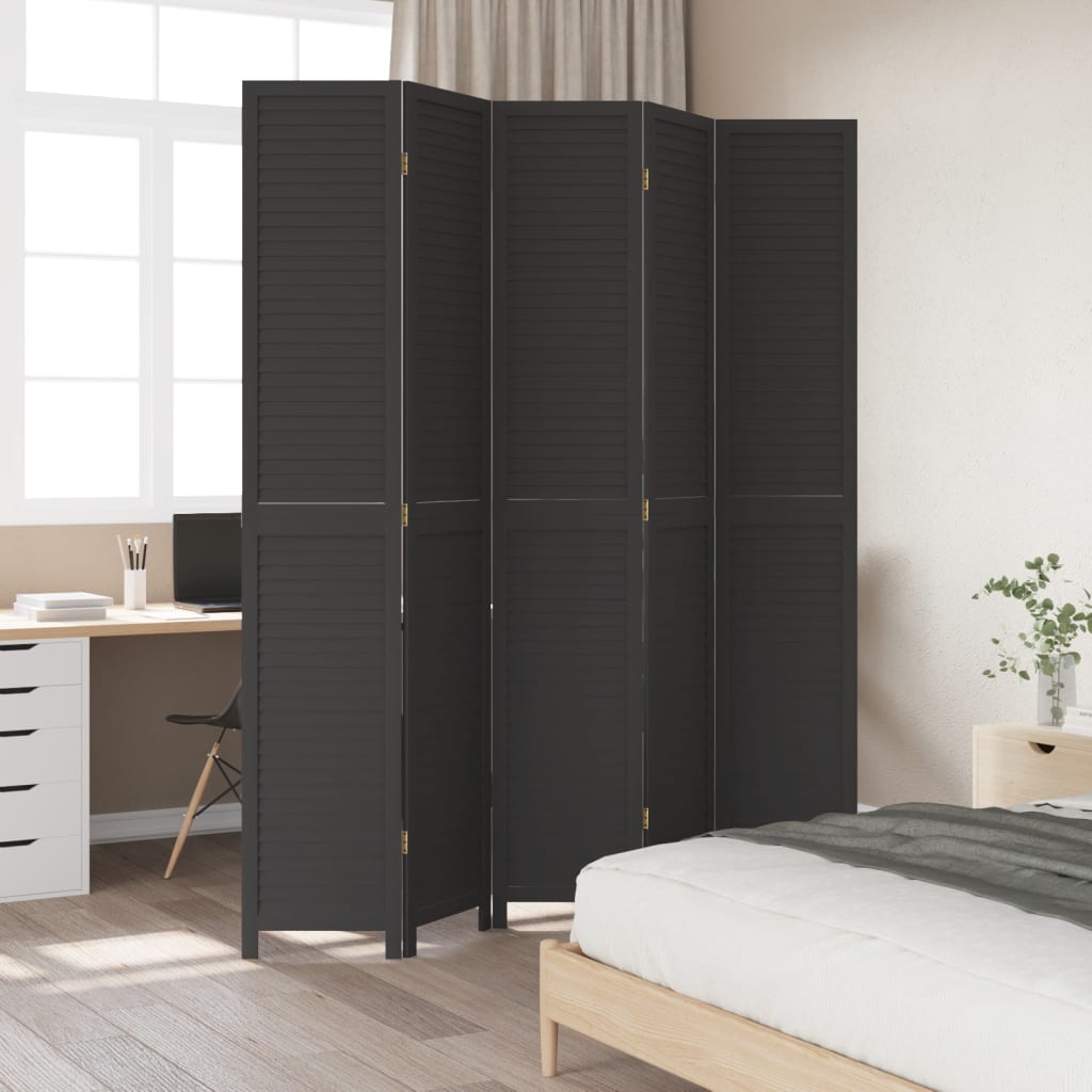 Romdeler 5 paneler svart heltre keisertre