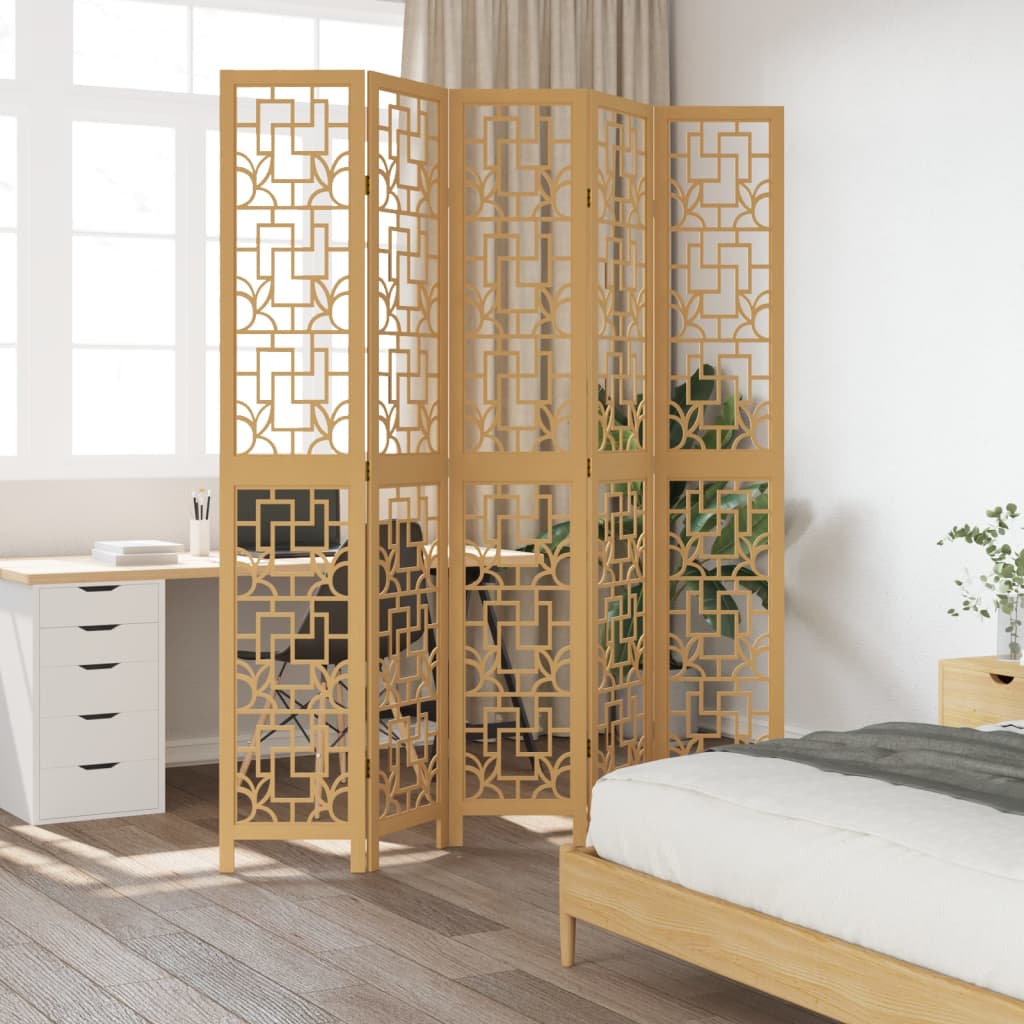 Romdeler 5 paneler brun heltre keisertre