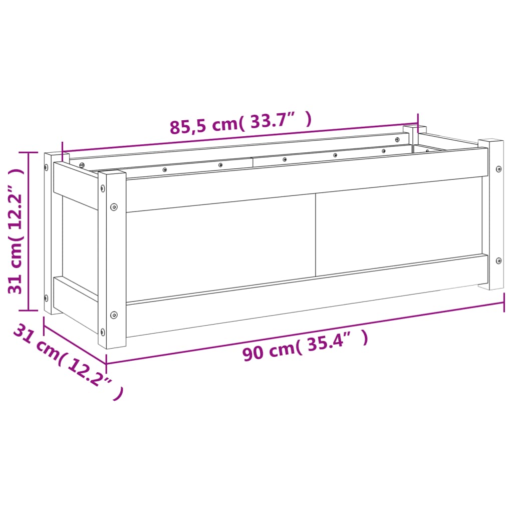 Plantekasse 90x31x31 cm heltre furu
